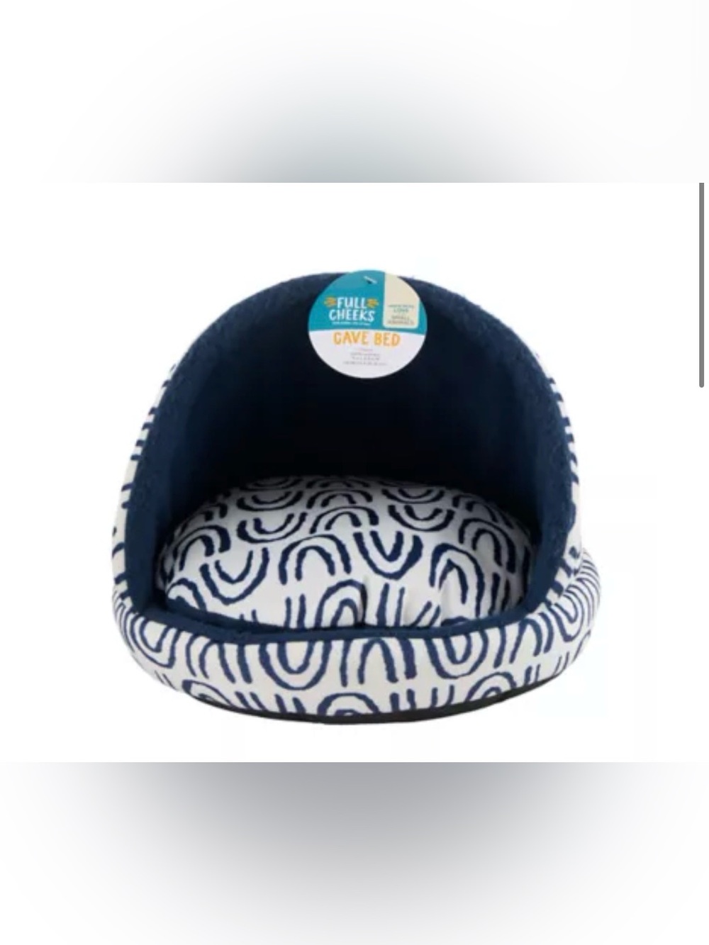 Full Cheeks Navy & White Cave Pet Bed